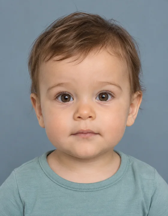 Exemple de portrait de bébé de face sur fond clair