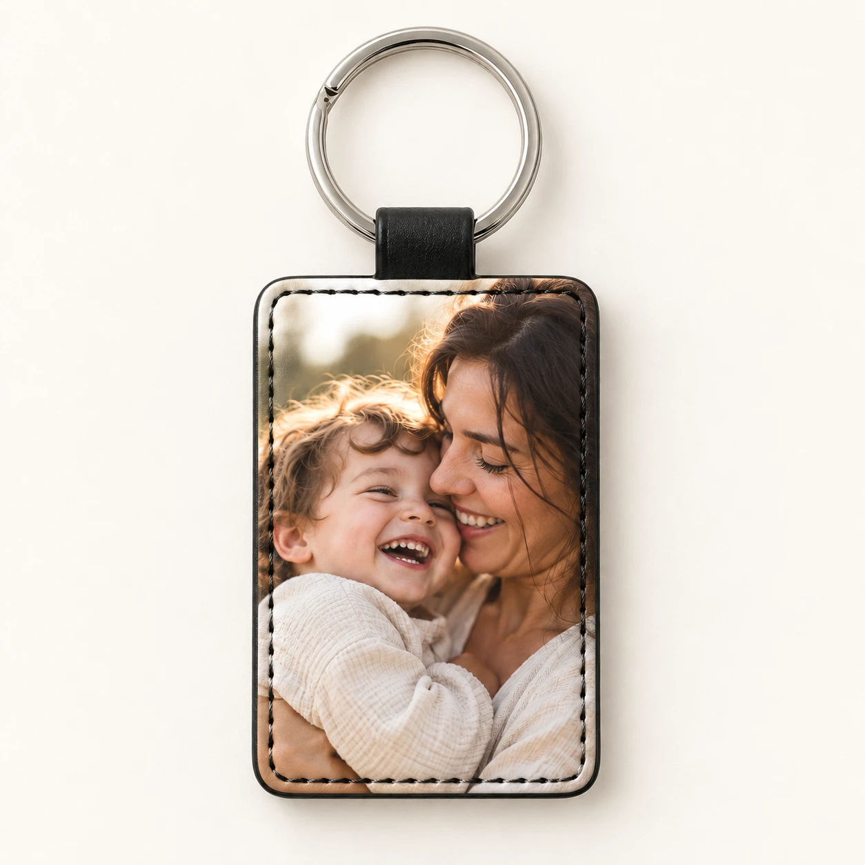 Porte-clef en cuir personnalisé avec une photo